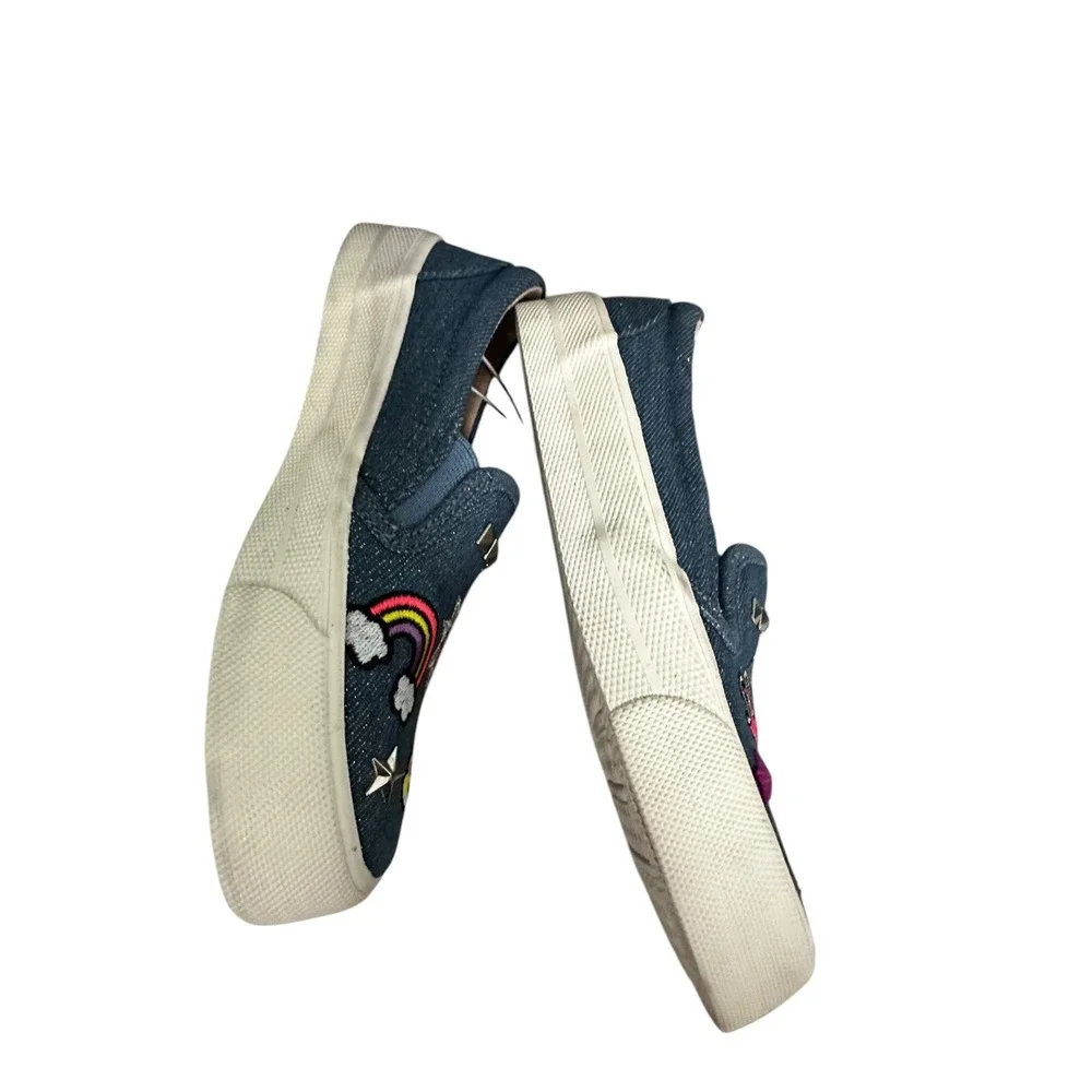 The Children's Place Slip On Sneakers Patches Studded Blue Denim Size 13‎